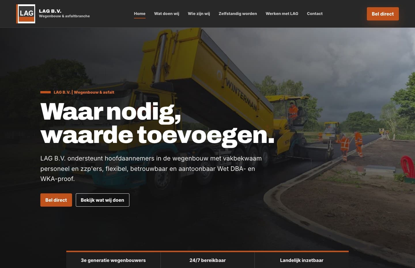 Website van LAG B.V. op een MacBook Air