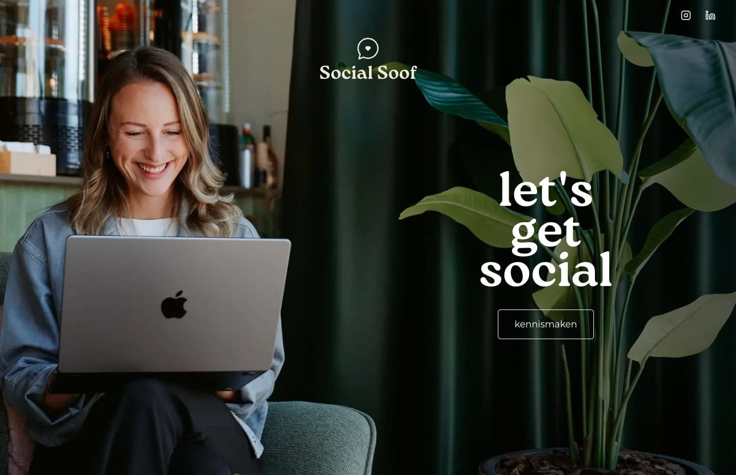 Website van Social Soof op een MacBook Air