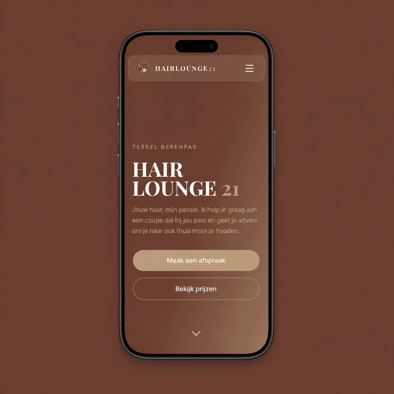 Mobiele website van HairLounge 21