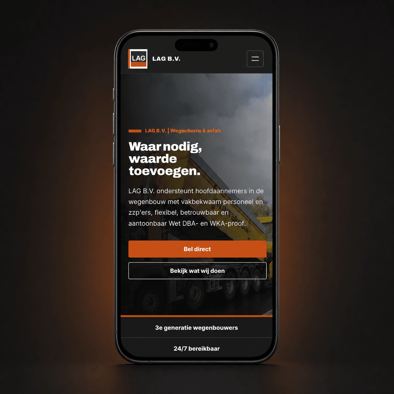 Mobiele website van LAG B.V.