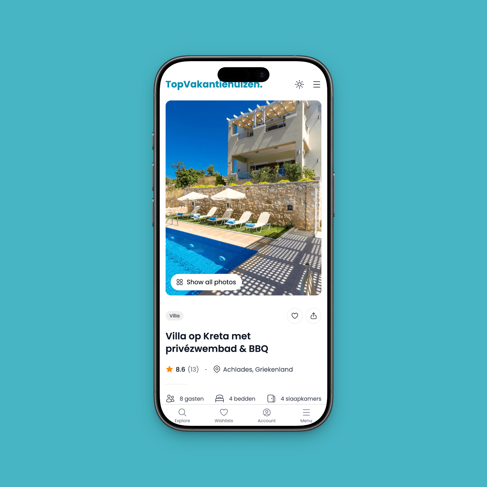 TopVakantiehuizen homepagina