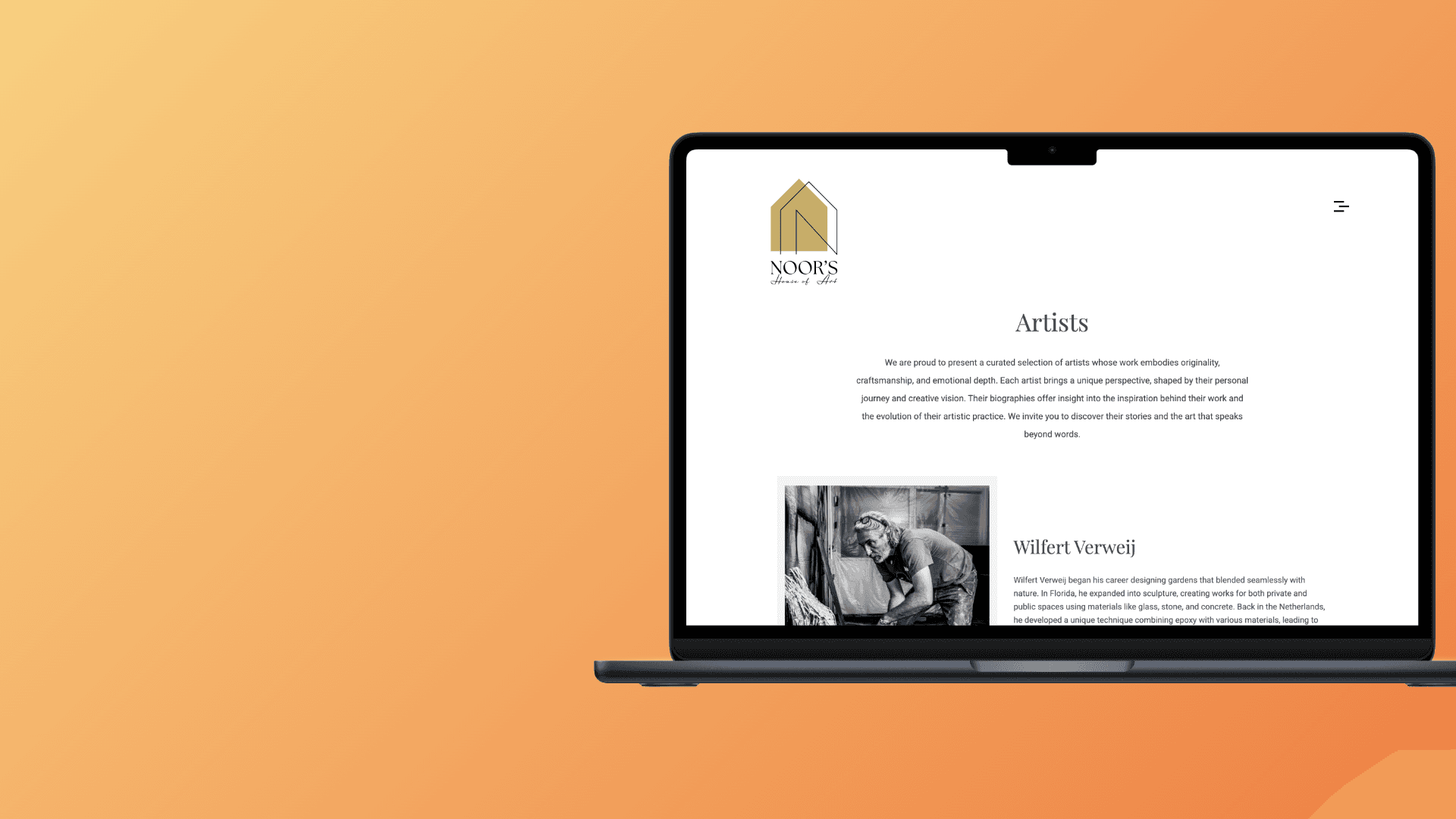 Preview van Noor's House of Art op desktop