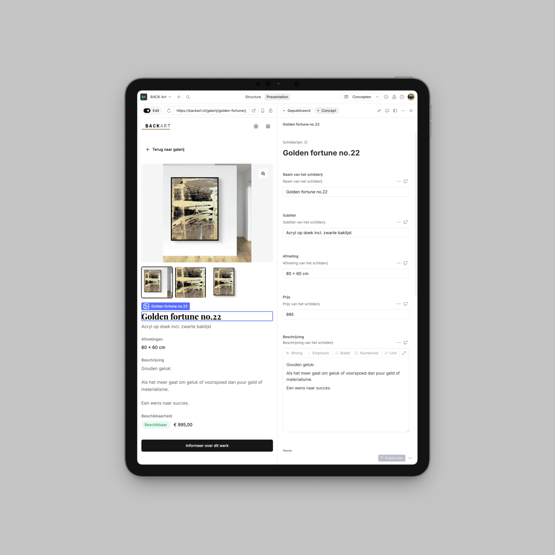 BACK Art Content Management Systeem